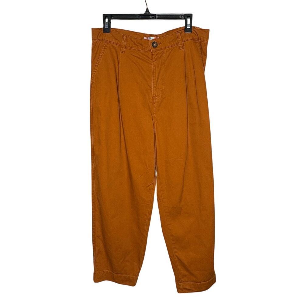 Urban Outfitters High Waisted Rusty Orange Pleated Tapered Leg Pants Size 30